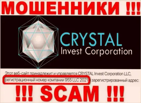 Регистрационный номер компании Crystal Invest, возможно, что и липовый - 955 LLC 2021
