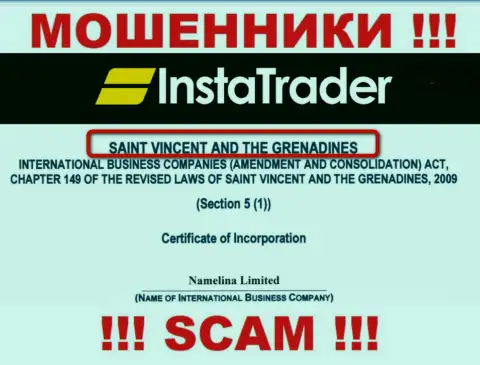 St. Vincent and the Grenadines - это место регистрации конторы InstaTrader Net, находящееся в офшорной зоне