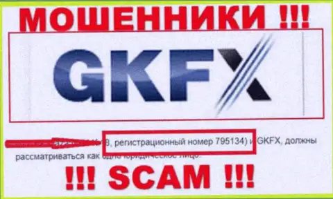 Номер регистрации мошенников глобальной сети интернет организации GKFXECN Com - 795134