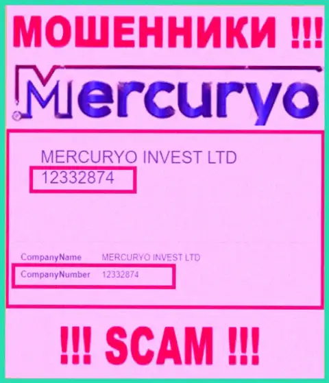 Номер регистрации преступно действующей организации Меркурио Ко Ком - 12332874