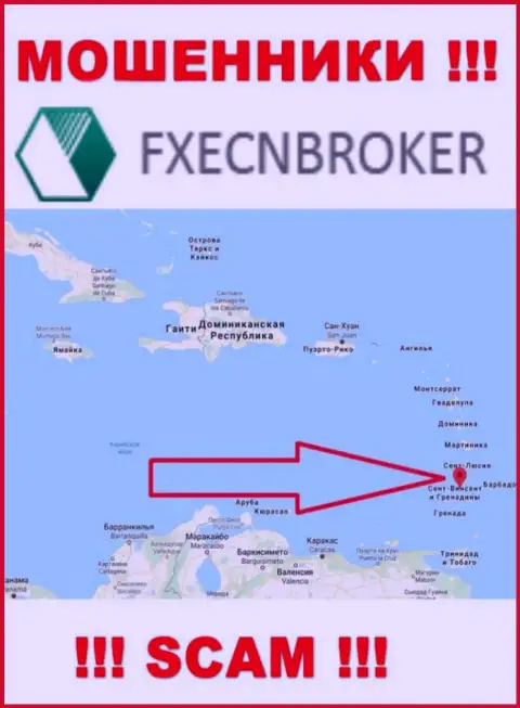 ФХ ЕЦН Брокер - это МАХИНАТОРЫ, которые зарегистрированы на территории - Saint Vincent and the Grenadines