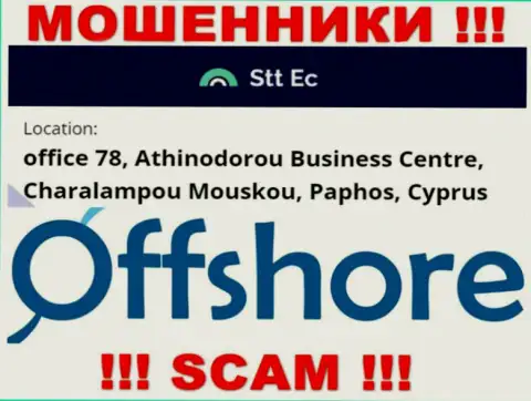 Довольно-таки опасно сотрудничать, с такого рода интернет-аферистами, как STT-EC Com, так как сидят себе они в офшоре - office 78, Athinodorou Business Centre, Charalampou Mouskou, Paphos, Cyprus