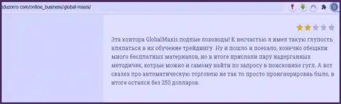 GlobalMaxis - это МОШЕННИКИ !!! Мнение наивного клиента у которого большие проблемы с возвращением денег