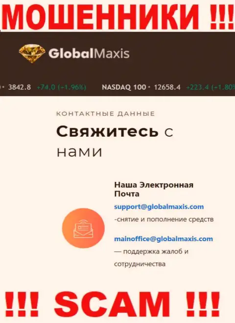 Е-мейл кидал GlobalMaxis Com, который они представили на своем официальном информационном ресурсе