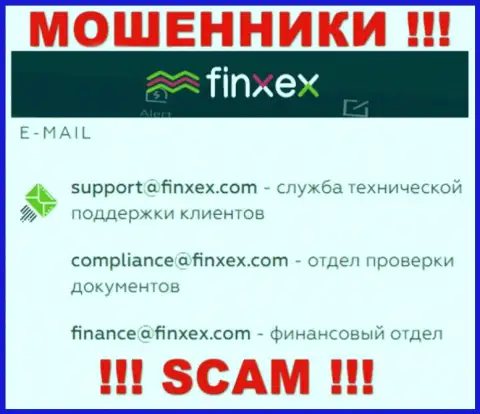 В разделе контактов internet-махинаторов Finxex, предложен вот этот адрес электронной почты для связи