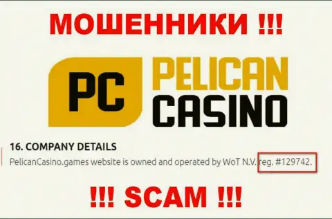 Рег. номер PelicanCasino Games, взятый с их официального веб-сервиса - 12974