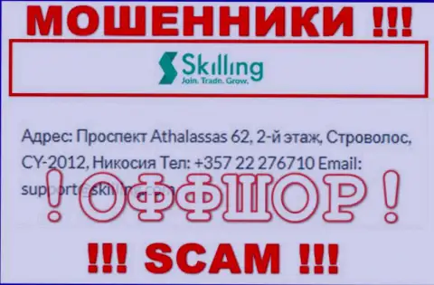 Оффшорный адрес регистрации Skilling - Athalassas Avenue, 62, Strovolos, CY-2012 Nicosia, Cyprus