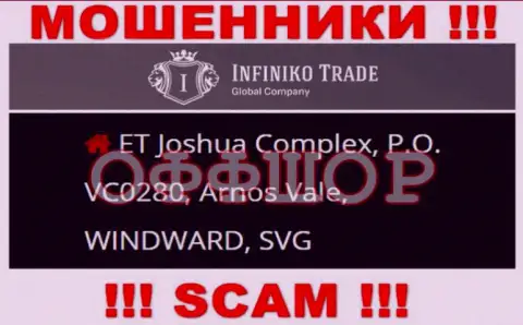 Infiniko Trade - это ОБМАНЩИКИ, пустили корни в оффшорной зоне по адресу - ET Joshua Complex, P.O. VC0280, Arnos Vale, WINDWARD, SVG