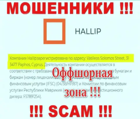 Держитесь подальше от офшорных internet-мошенников Hallip Com !!! Их адрес - Vasileos Solomos Street, 31 3477 Paphos, Cyprus