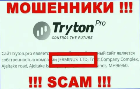 Данные об юридическом лице Tryton Pro - им является компания Jerminus LTD