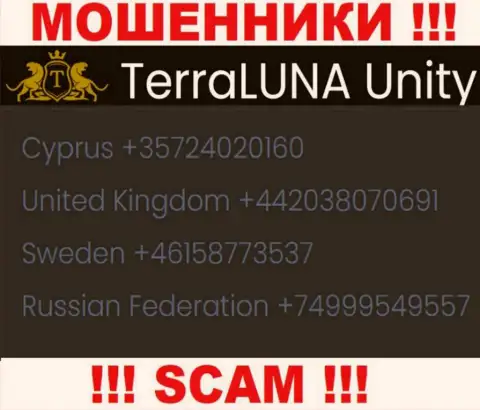 Звонок от кидал TerraLuna Unity можно ждать с любого номера телефона, их у них много