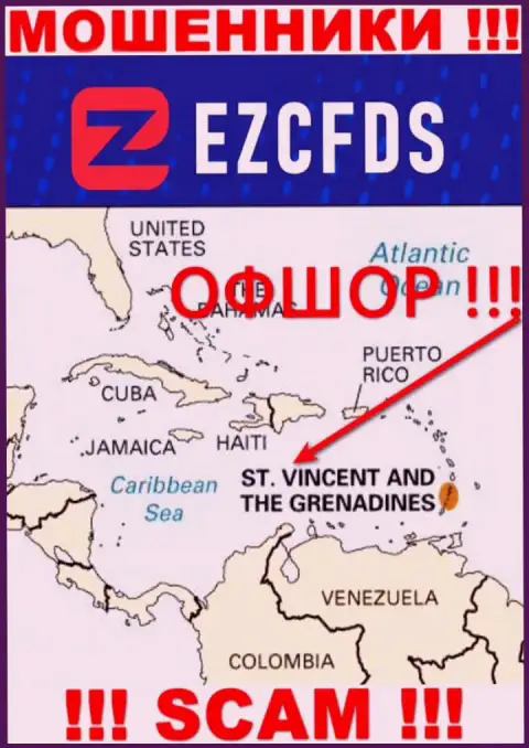 St. Vincent and the Grenadines - офшорное место регистрации разводил EZCFDS, представленное на их сайте