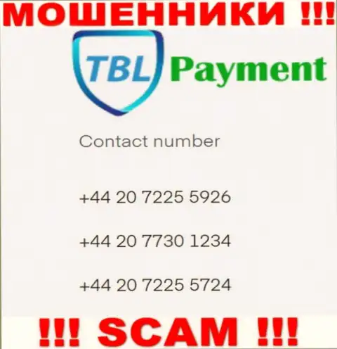 Мошенники из конторы TBLPayment, для развода наивных людей на денежные средства, задействуют не один номер телефона