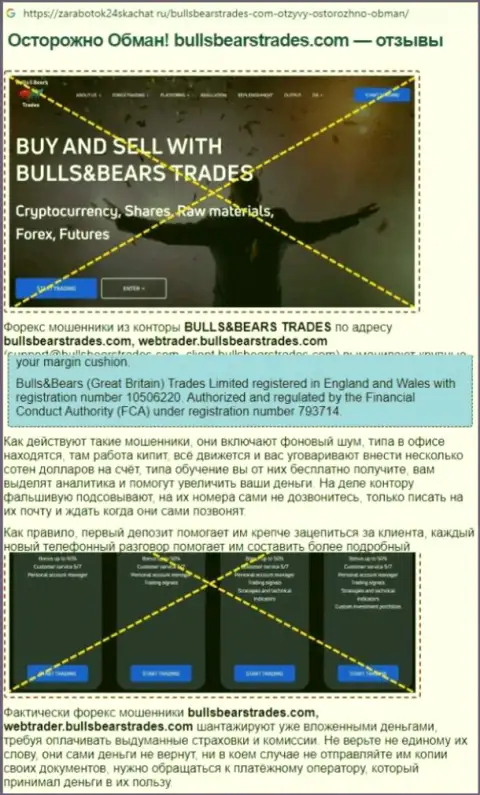 Обзор противозаконных действий BullsBearsTrades, который позаимствован на одном из порталов-отзовиков