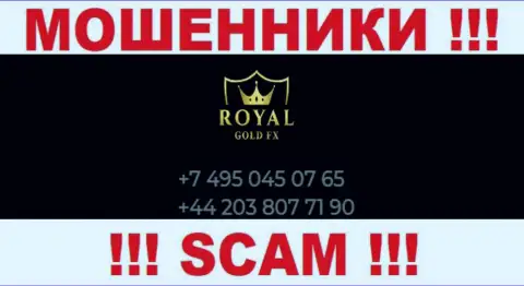 Для развода неопытных клиентов на средства, internet-мошенники RoyalGoldFX Com имеют не один номер телефона