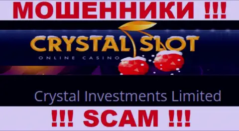 Компания, управляющая мошенниками CrystalSlot Com - это Crystal Investments Limited