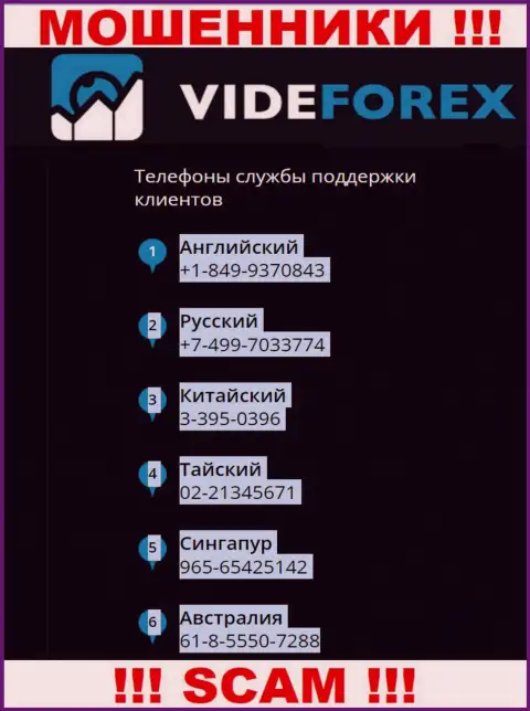 В запасе у мошенников из VideForex Com есть не один номер телефона