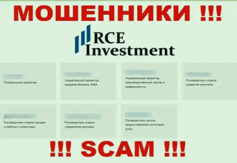 На веб-портале обманщиков RCE Holdings Inc, размещены неправдивые данные о прямом руководстве