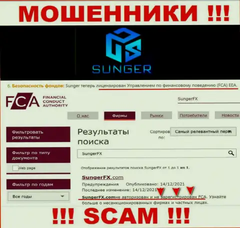 Слишком опасно совместно работать с мошенниками SungerFX, ведь у них нет никакого регулятора