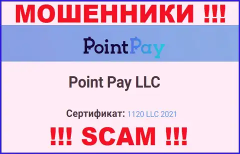 Регистрационный номер противозаконно действующей организации PointPay - 1120 LLC 2021