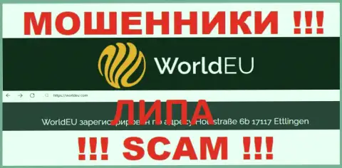 Компания WorldEU Com настоящие мошенники !!! Информация о юрисдикции организации на сайте - это неправда !!!