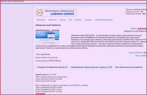 Публикация с разбором деятельности онлайн обменника БТКБит, опубликованная на сайте eobmen-obmen ru