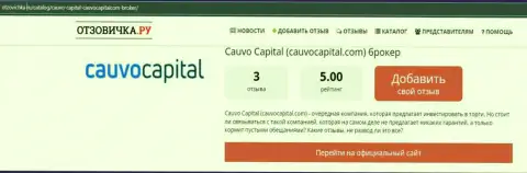 Фирма CauvoCapital, в сжатой публикации на web-ресурсе Отзовичка Ру