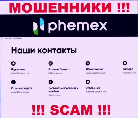 Не нужно связываться с аферистами PhemEX через их адрес электронной почты, указанный на их портале - облапошат
