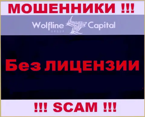 Нереально отыскать инфу об лицензии махинаторов Wolfline Capital - ее просто-напросто нет !!!